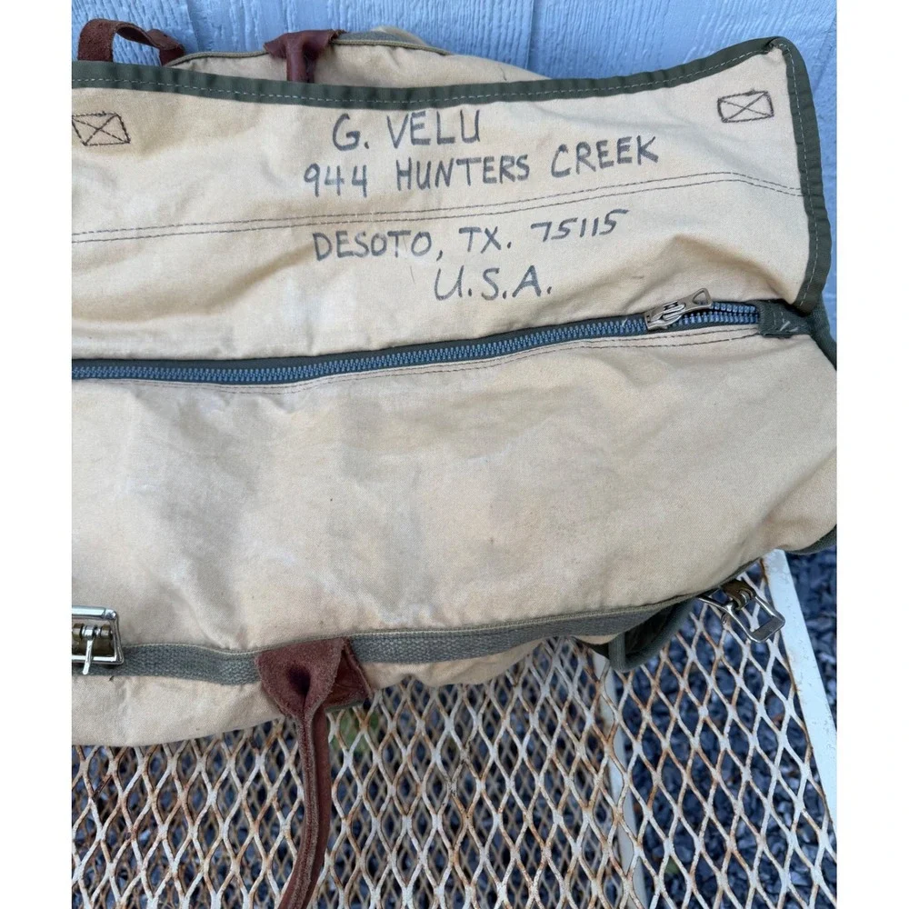 VTG LARGE GOKEY Battenkill No.9 Weekend Duffle Bag Luggage Cavas Leather RARE